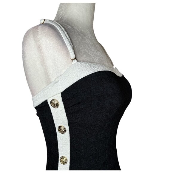 L'AGENCE Tory Colorblock Chic Bandeau One Piece Swimsuit in Black Small New - Picture 9 of 16